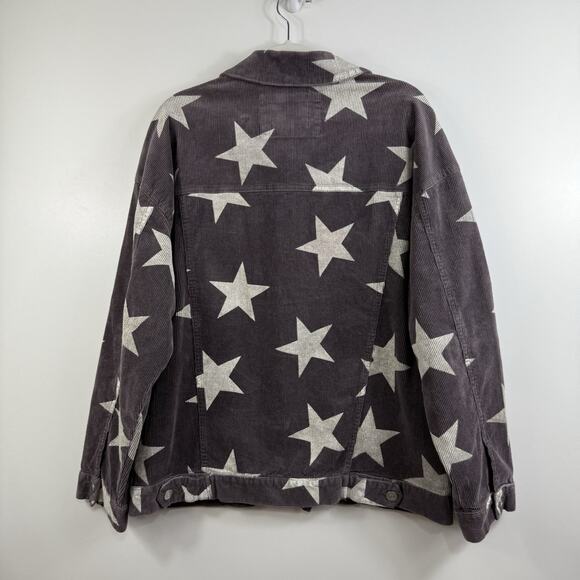 Altar'd State Star Struck Gray Corduroy Jacket Small Oversized Classic Trucker - Picture 10 of 11